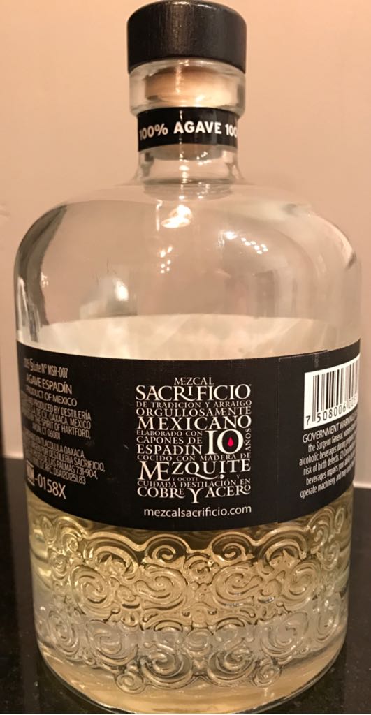 Sacrificio Mezcal - Sacrificio (750 mL) alcohol collectible [Barcode 7508006005171] - Main Image 2