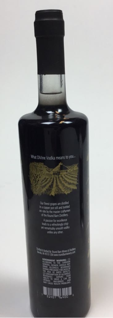 Divine Vodka - Round Barn Distillery (750mL) alcohol collectible [Barcode 751407964005] - Main Image 2