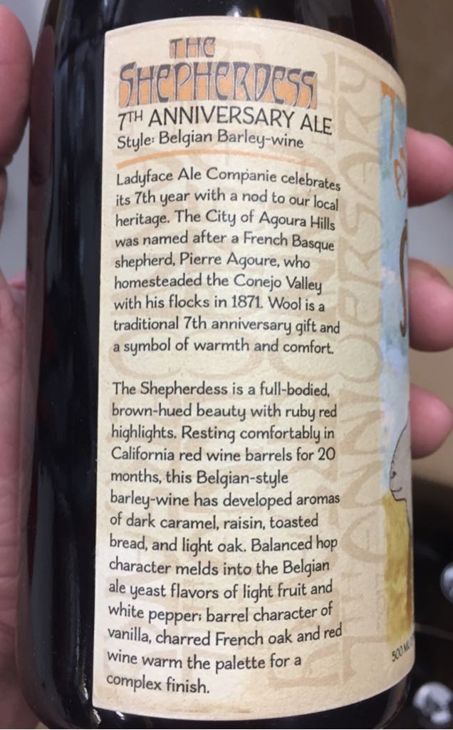 The Shepherdess  - Ladyface Ale Co (500 mL) alcohol collectible [Barcode 754697999061] - Main Image 2