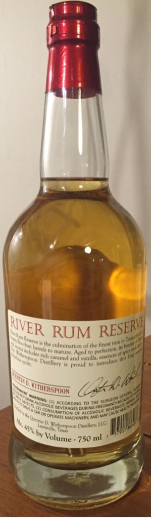 Witherspoon’s Reserve River Rum - Quentin D. Witherspoon (750 mL) alcohol collectible [Barcode 757901866463] - Main Image 2