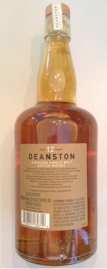 Deanston 12 - International Beverage Company (750 mL) alcohol collectible [Barcode 758371130719] - Main Image 2
