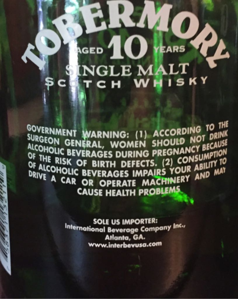 Tobermory 10 Year - Tobermory Distillers (750 mL) alcohol collectible [Barcode 758371132119] - Main Image 2