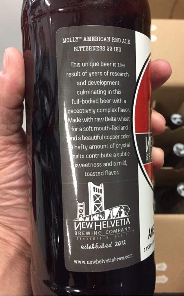 Molly - New Helvetia Brewing Co (22 fl. oz.) alcohol collectible [Barcode 760488988060] - Main Image 2