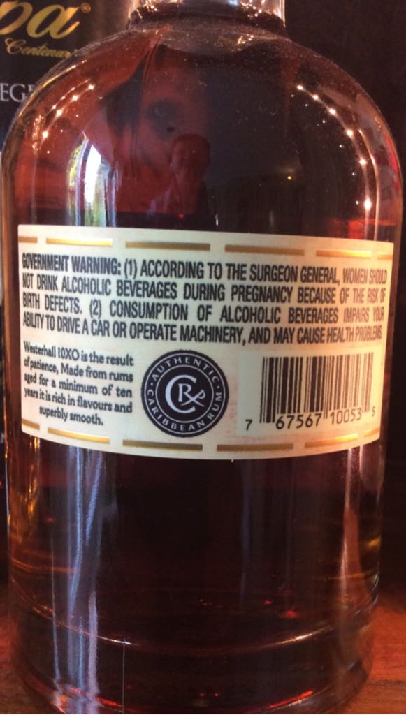 10 Xo Rum - Westerhall Estate (750 mL) alcohol collectible [Barcode 767567100535] - Main Image 2