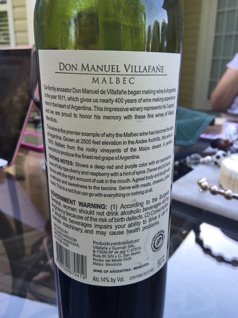 Don Manuel Villafañe - Mendoza alcohol collectible [Barcode 7798144670410] - Main Image 2