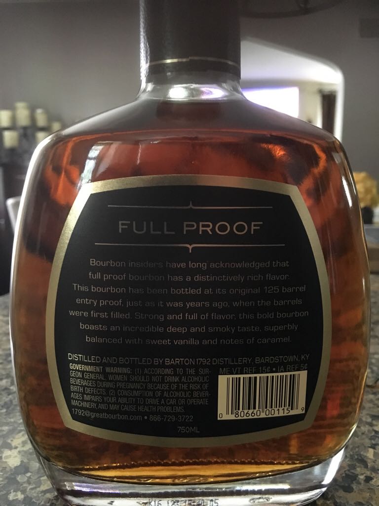 1792 Full Proof Bourbon - Barton 1792 Distillery (750mL) alcohol collectible [Barcode 080660001159] - Main Image 2