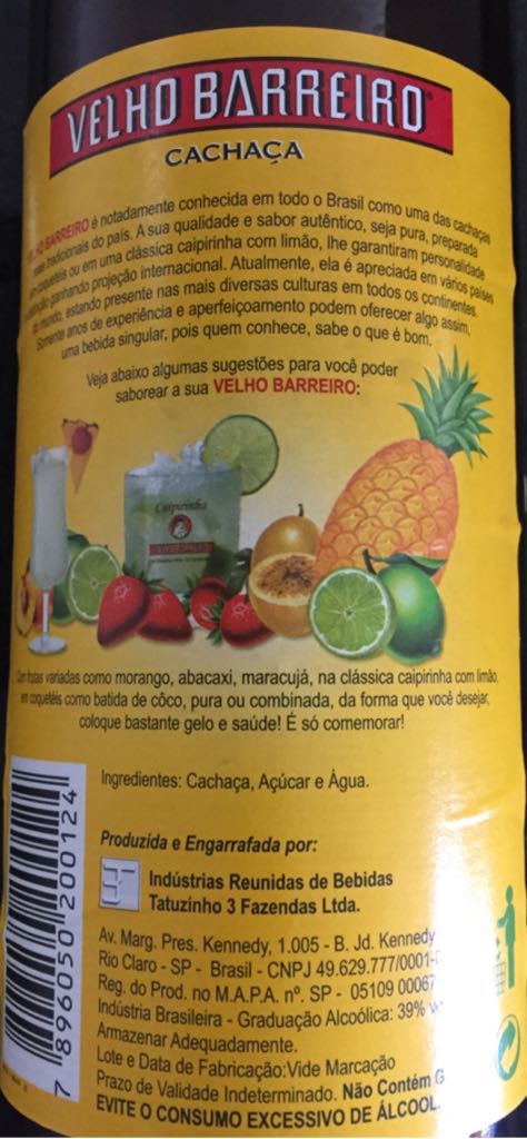 Velho Barreiro - Hofer (910 mL) alcohol collectible [Barcode 7896050200124] - Main Image 2