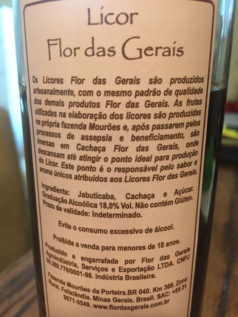 Licor De Jabuticaba - Flor Das Gerais (300 mL) alcohol collectible [Barcode 7898909921709] - Main Image 2