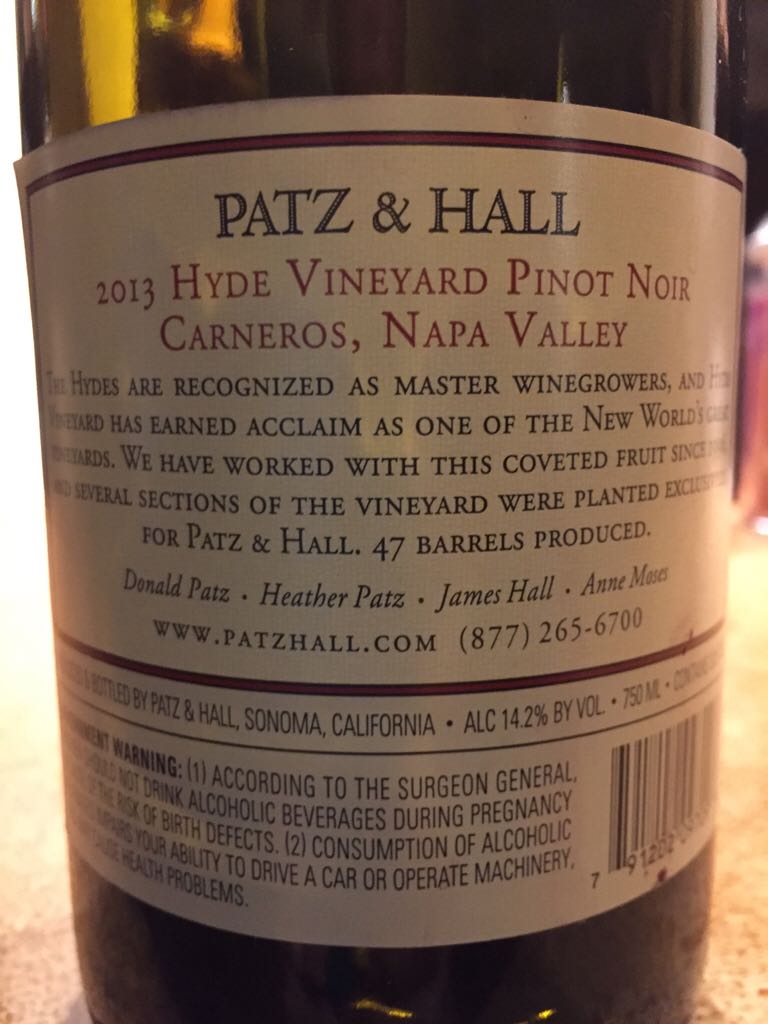 Patz & Hall - Hyde Vineyard (750 mL) alcohol collectible [Barcode 791202097096] - Main Image 2