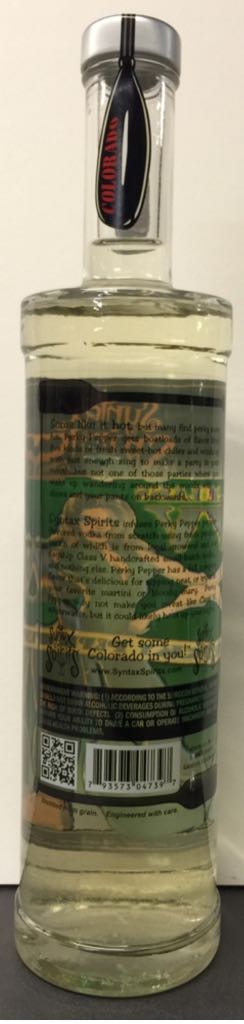 Class V Perky Pepper Vodka - Syntax Spirits (750mL) alcohol collectible [Barcode 793573047397] - Main Image 2