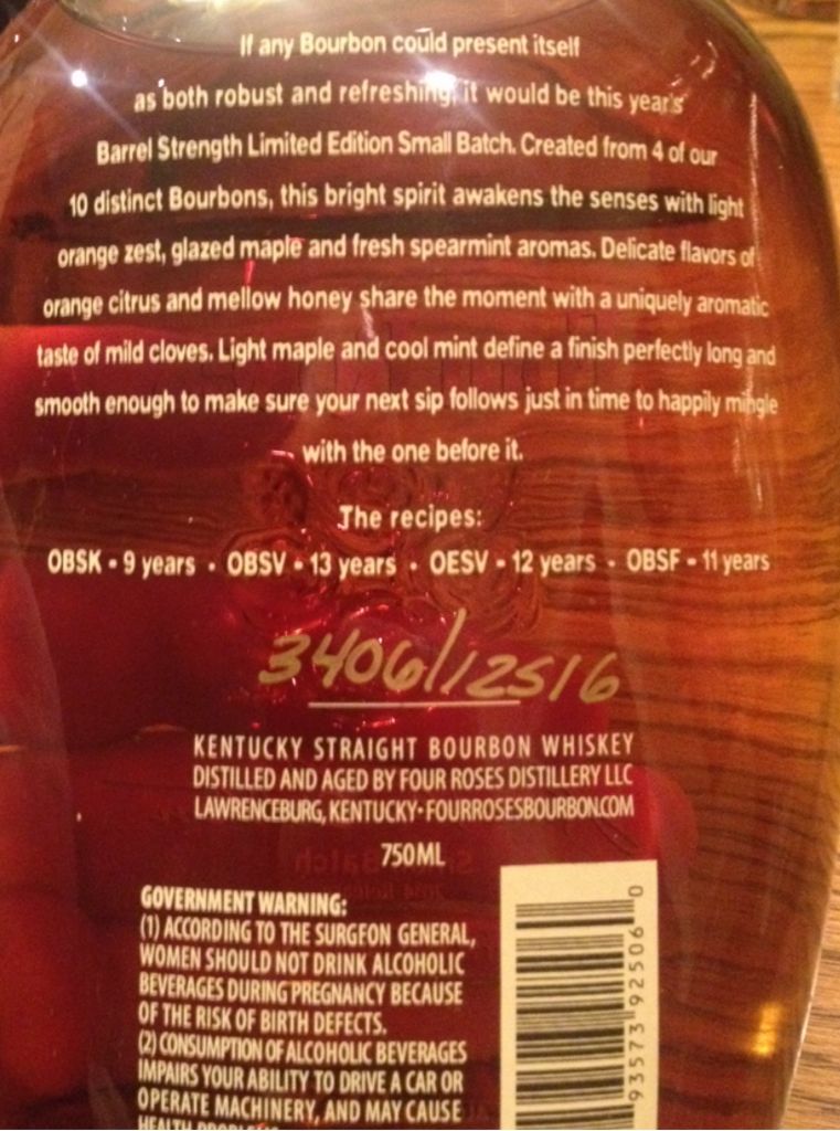 Four Roses Small Batch LE 2014 - Four Roses (750 mL) alcohol collectible [Barcode 793573925060] - Main Image 2