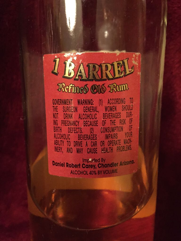 1 Barrel Rum - Belize Rum Co. (750 mL) alcohol collectible [Barcode 797249001249] - Main Image 2