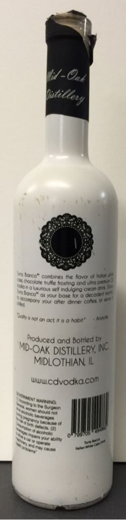 Torta Bianca Vodka - Mid-Oak Distillery- Inc. (750mL) alcohol collectible [Barcode 799705494862] - Main Image 2