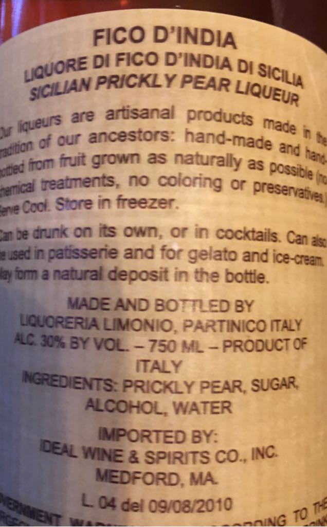 Liquore Di Fico D’India - Liquoreria Limonio (750 mL) alcohol collectible [Barcode 8024824000451] - Main Image 2