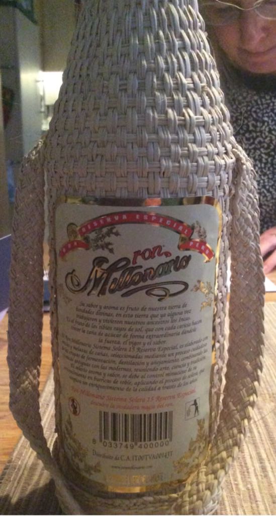 Ron Millonario Solera 15 Reserva Especial - Rum Nation (700  mL) alcohol collectible [Barcode 8033749400000] - Main Image 2