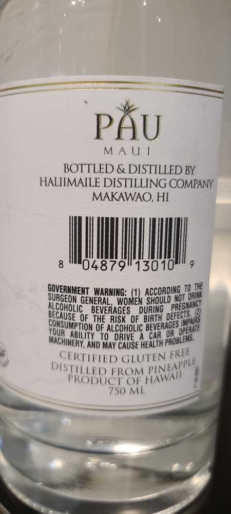 Pau Maui - Haliimaile Distilling Co (750mL) alcohol collectible [Barcode 804879130109] - Main Image 3