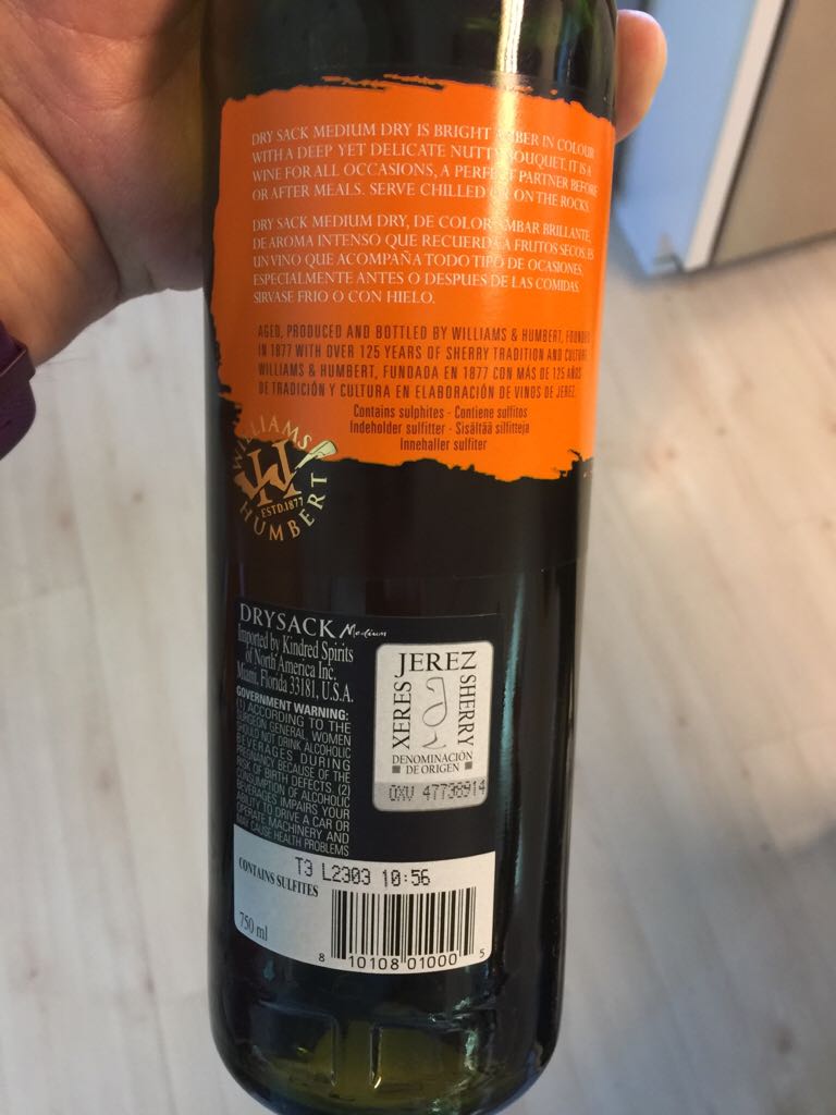 Drysack Sherry - William Humbert alcohol collectible [Barcode 810108010005] - Main Image 2