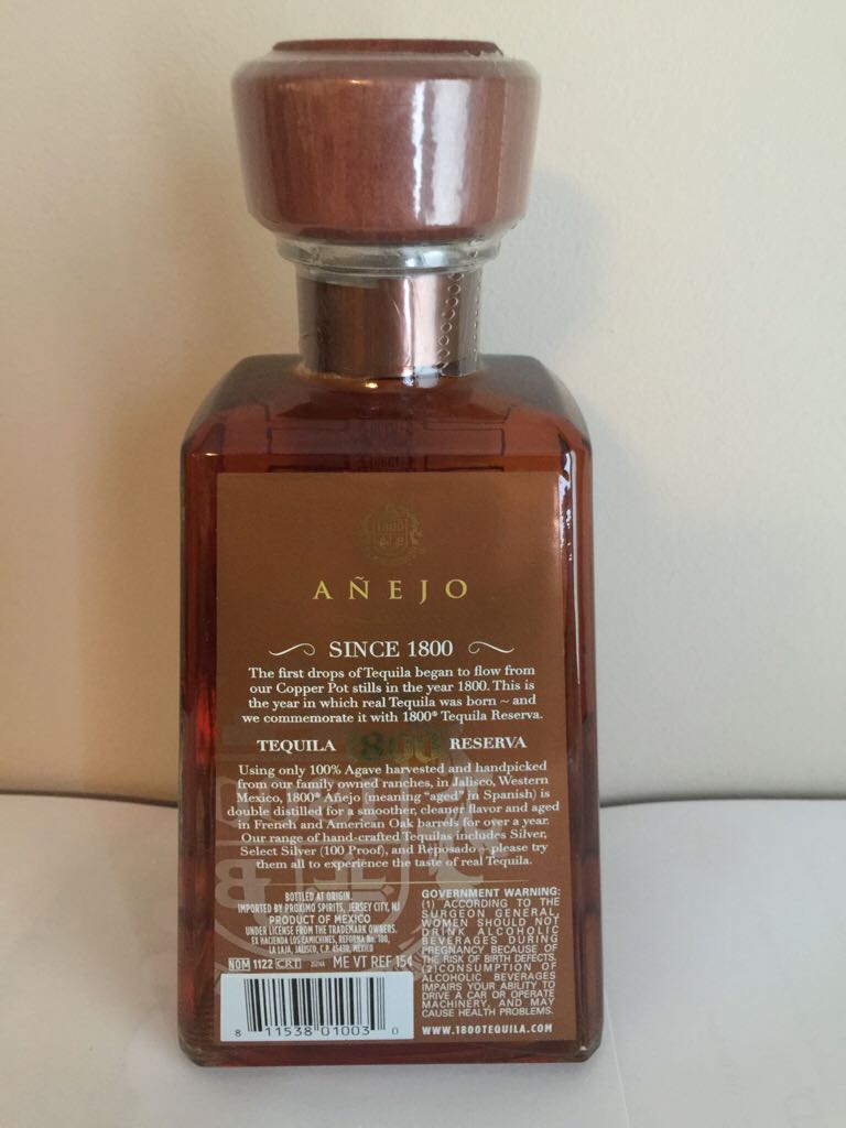 1800 Anejo - Ex Hacienda Los Camichines (750 mL) alcohol collectible [Barcode 811538010030] - Main Image 2