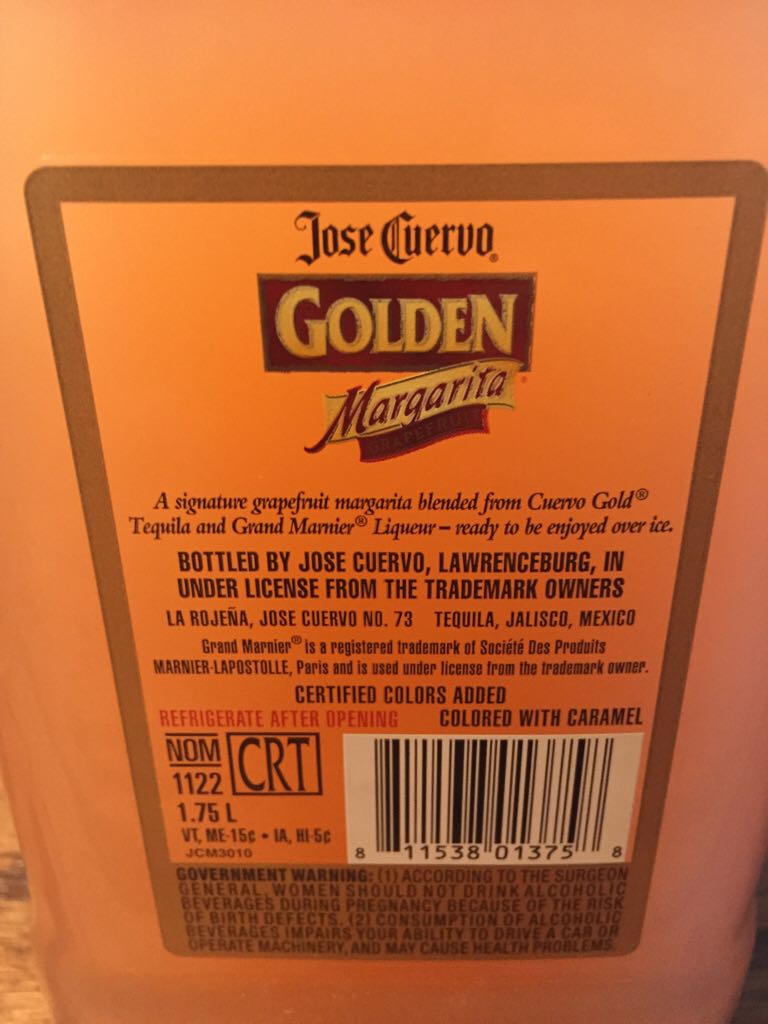Golden Margarita Grapefruit - Jose Cuervo International Inc. (1.75L) alcohol collectible [Barcode 811538013758] - Main Image 2