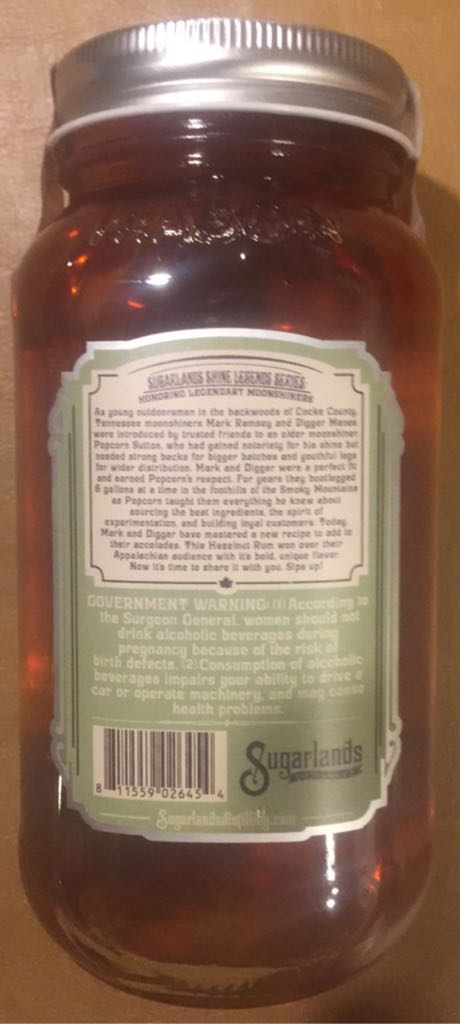 Sugarlands Shine - Mark And Digger’s Hazelnut Rum - Legends - Sugarlands Distilling Company (750 mL) alcohol collectible [Barcode 811559026454] - Main Image 2