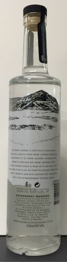 Snow Leopard Vodka - Snow Leopard (750mL) alcohol collectible [Barcode 812066020003] - Main Image 2