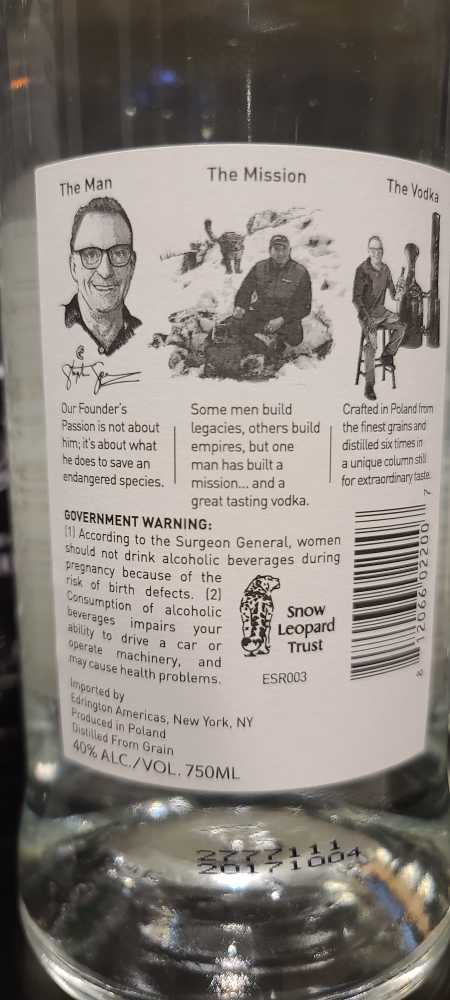 Snow Leopard Vodka - Snow Leopard (750mL) alcohol collectible [Barcode 812066020003] - Main Image 4