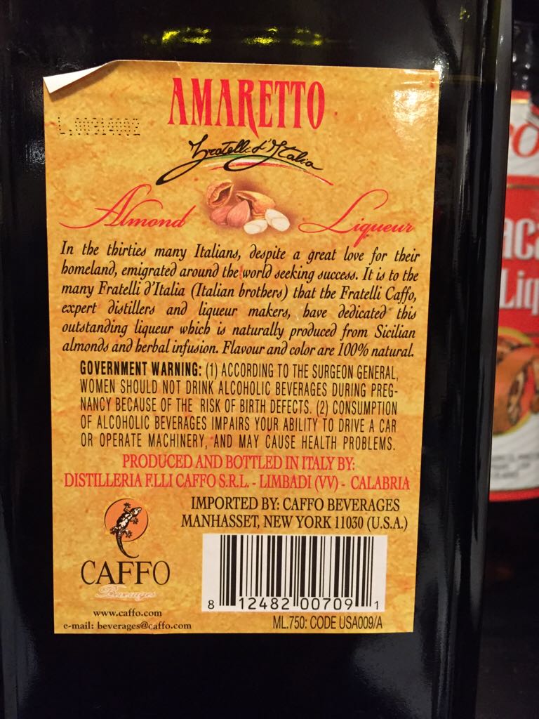 Amaretto, Caffo - Arcaffè Italia S.r.l. (750 mL) alcohol collectible [Barcode 812482007091] - Main Image 2