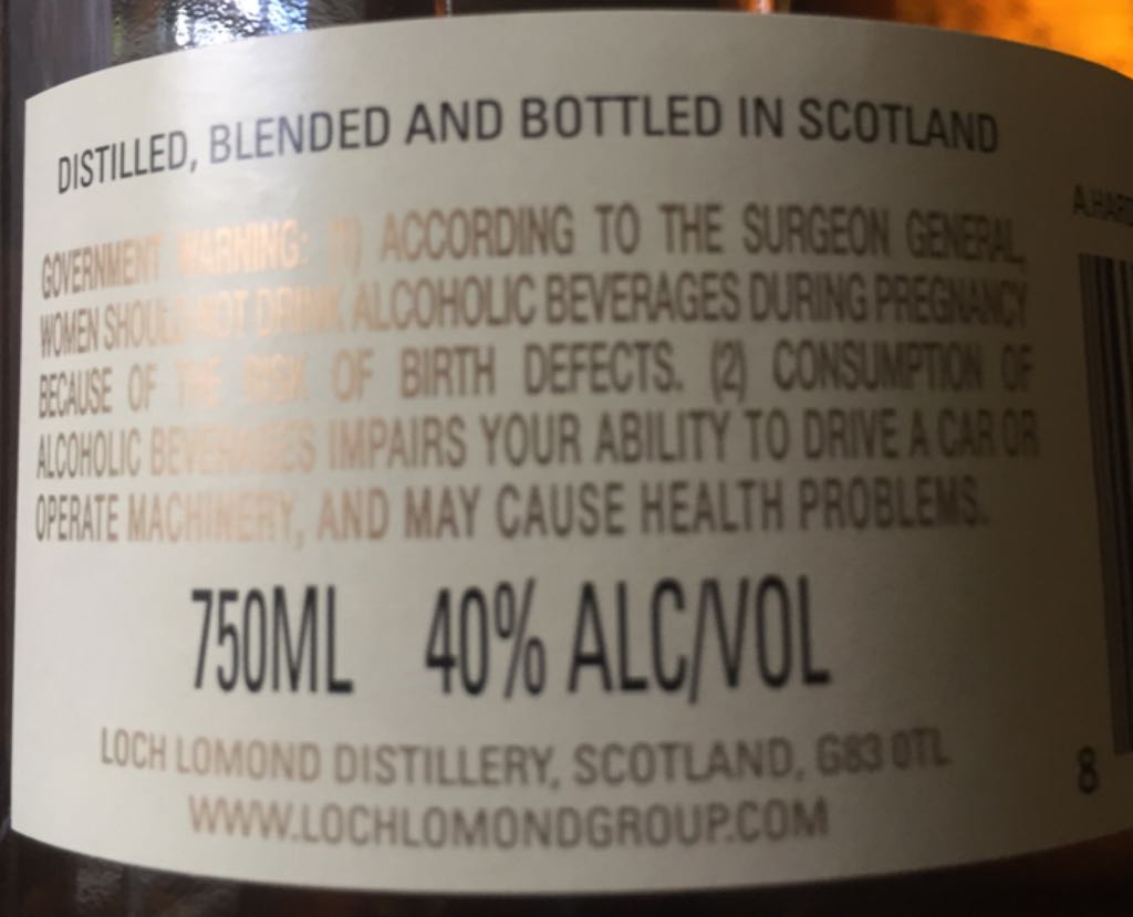 LOCH LOMOND - Scottland (750 mL) alcohol collectible [Barcode 814065020138] - Main Image 2