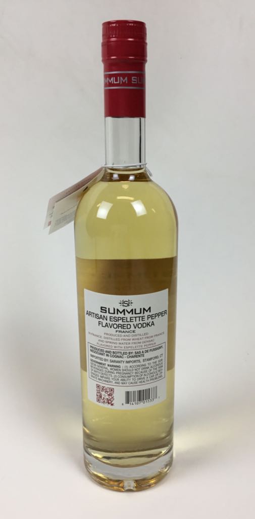 Summum Espelette Pepper Flavored Vodka - Summum (750mL) alcohol collectible [Barcode 814107015337] - Main Image 2