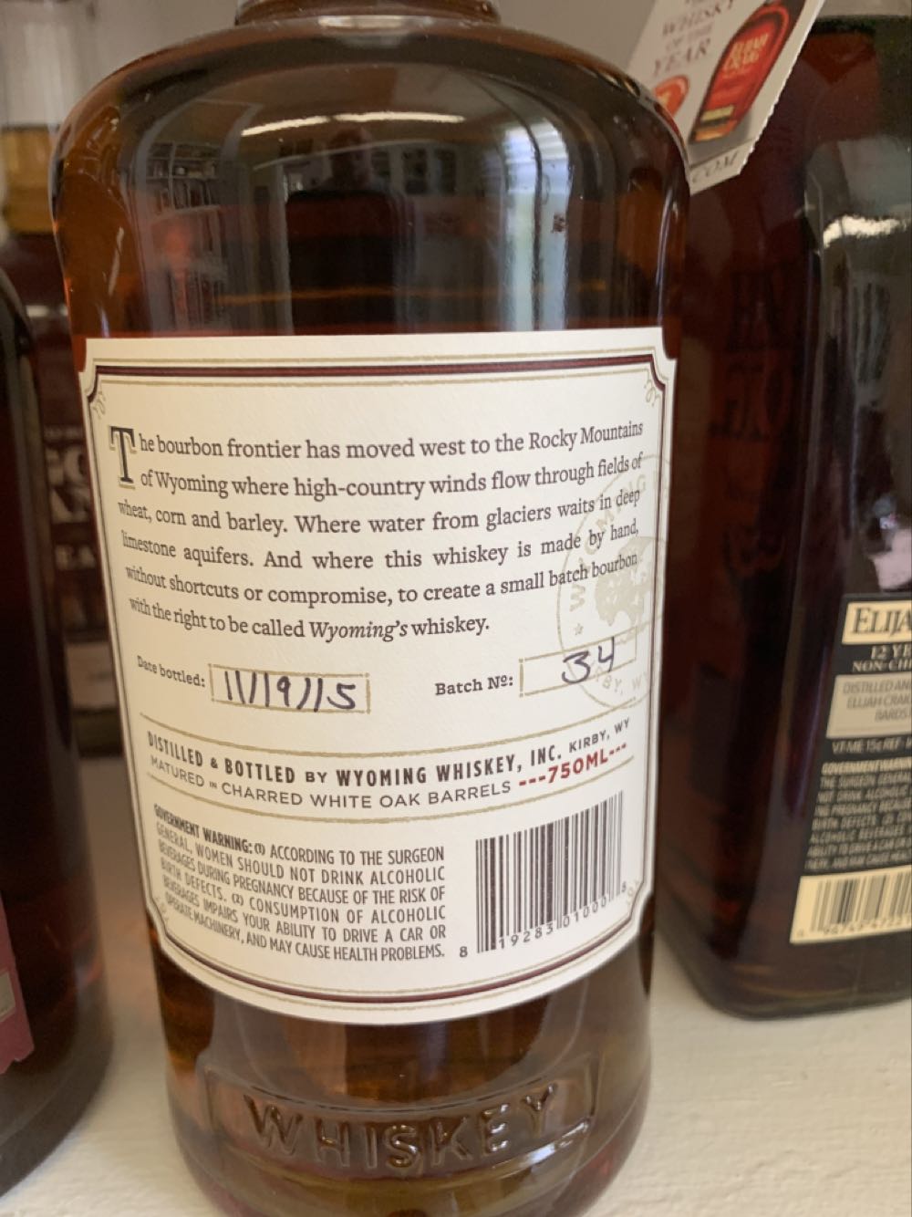Wyoming Whiskey - Wyoming Whiskey (750mL) alcohol collectible [Barcode 819283010008] - Main Image 2
