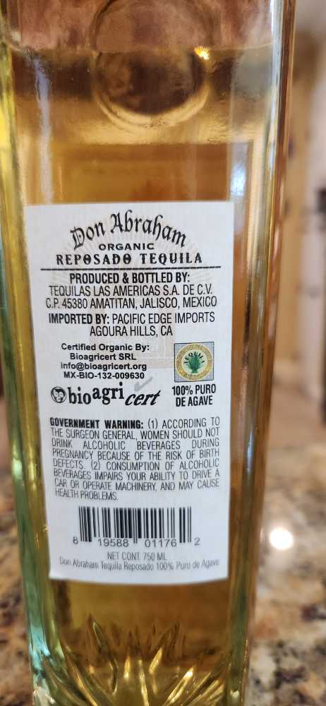 Don Abrahams Reposado - NOM 1480 (750 mL) alcohol collectible [Barcode 819588011762] - Main Image 2