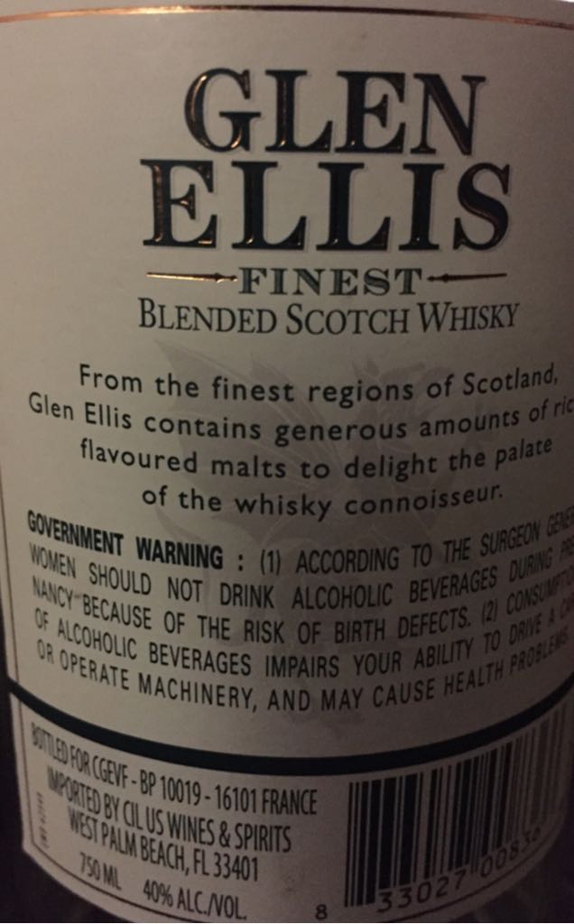 GLEN ELLIS - Scottland (750 mL) alcohol collectible [Barcode 833027008366] - Main Image 2