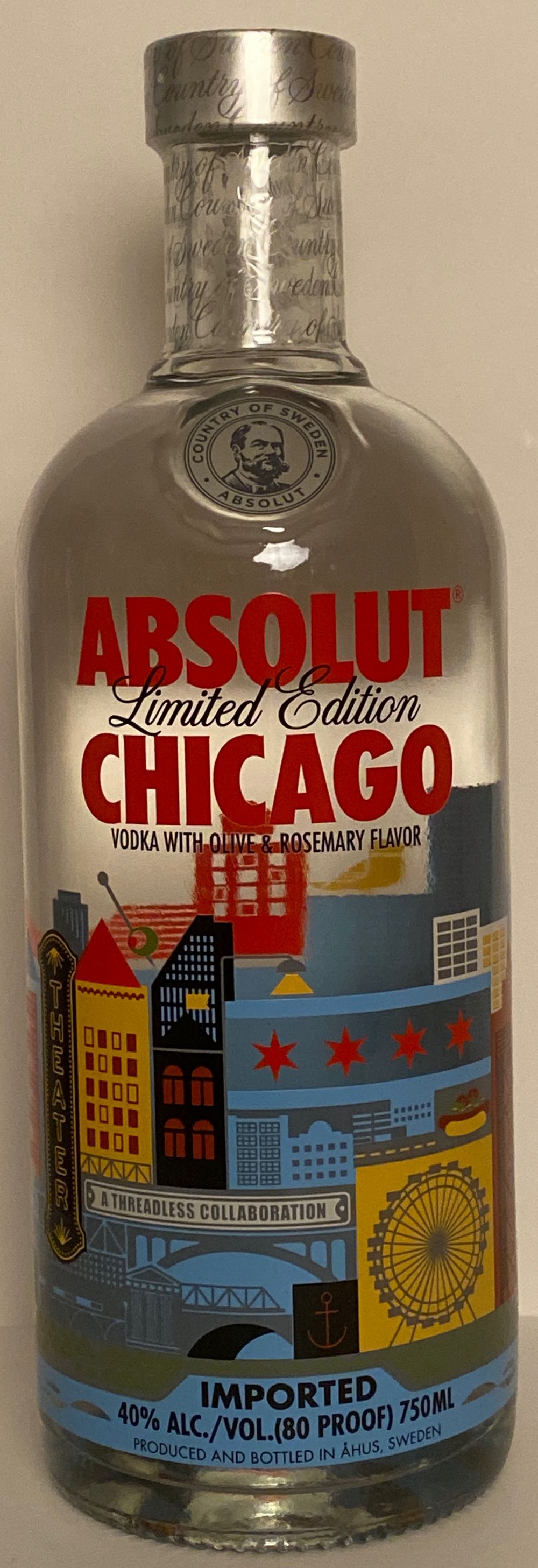 Absolut Chicago - Absolut Spirits Co. (750 mL) alcohol collectible [Barcode 835229010024] - Main Image 2