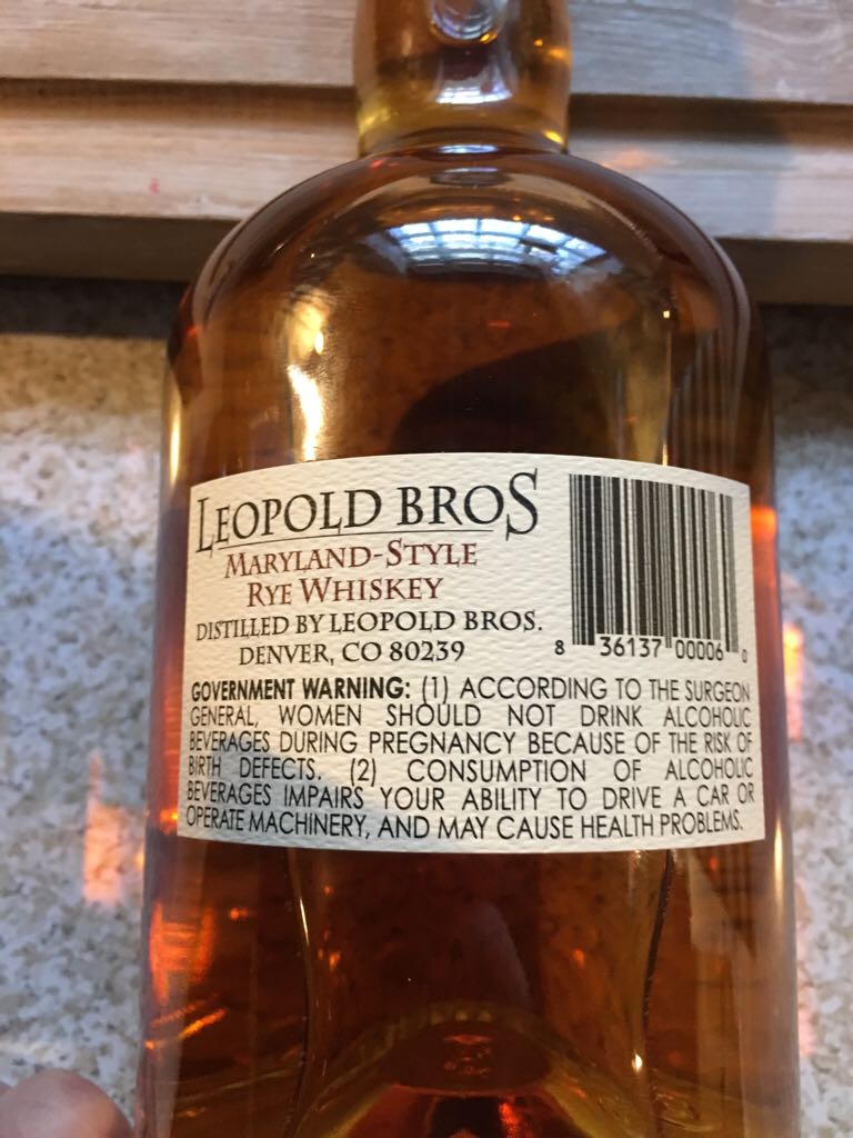 Leopold Bros Maryland Style Rye Whiskey - Leopold Bros (750 mL) alcohol collectible [Barcode 836137000060] - Main Image 2