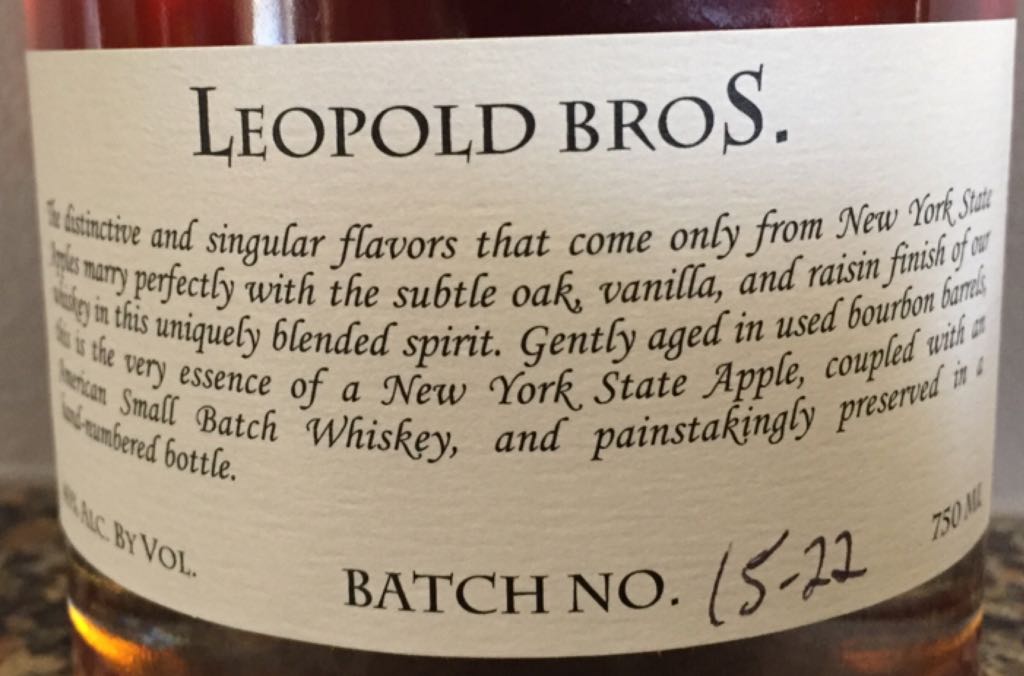 Leopold Bros. New York Apple - Leopold Bros (750 mL) alcohol collectible [Barcode 836137007052] - Main Image 2