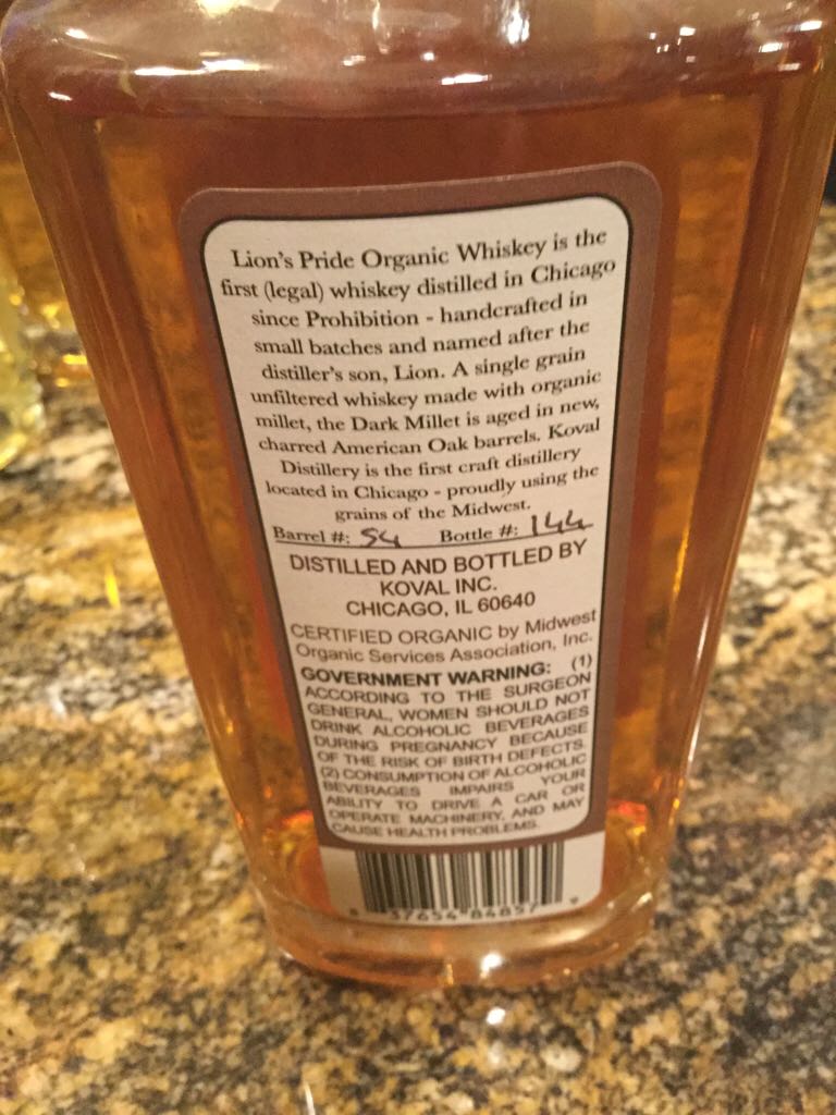 Koval Wheat Single Barrel Whiskey  - Koval (750 mL) alcohol collectible [Barcode 837654848548] - Main Image 2