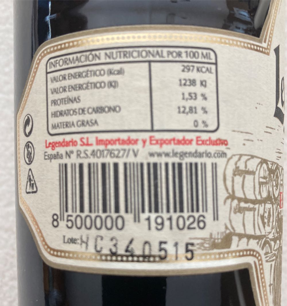 Legendario Elixir de Cuba - Legendario (0,7L) alcohol collectible [Barcode 8500000191026] - Main Image 2