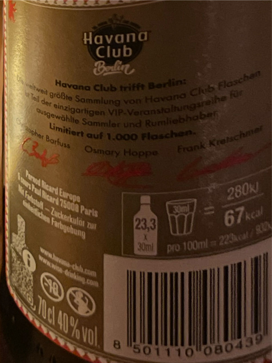 1 RUM HAVANA CLUB ANEJO 7 ANOS 1 LITRO ANNI - El Ron De Cuba (700 mL) alcohol collectible [Barcode 8501110080453] - Main Image 2