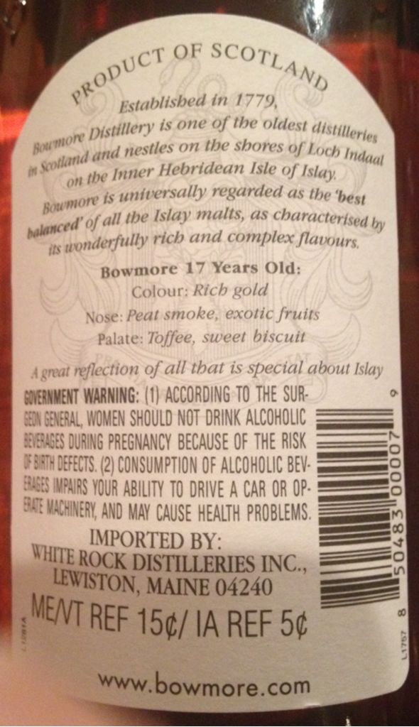 Bow more Islay 17 Yr - The Bowmore Distillery (750 mL) alcohol collectible [Barcode 850483000079] - Main Image 2