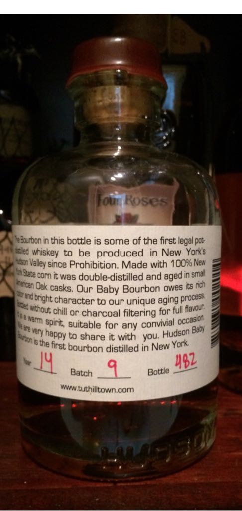 Hudson (Baby Bourbon 2014) Whiskey - Tuthilltown Spirits Distillery in Gardiner, New York (375 mL) alcohol collectible [Barcode 850831002014] - Main Image 2
