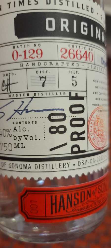 Hanson of Sonoma Original - Hanson Of Sonoma (750 mL) alcohol collectible [Barcode 851334005007] - Main Image 3