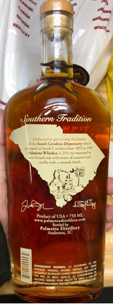 Palmetto Whiskey - Palmetto Distillery (750 mL) alcohol collectible [Barcode 851789004532] - Main Image 2