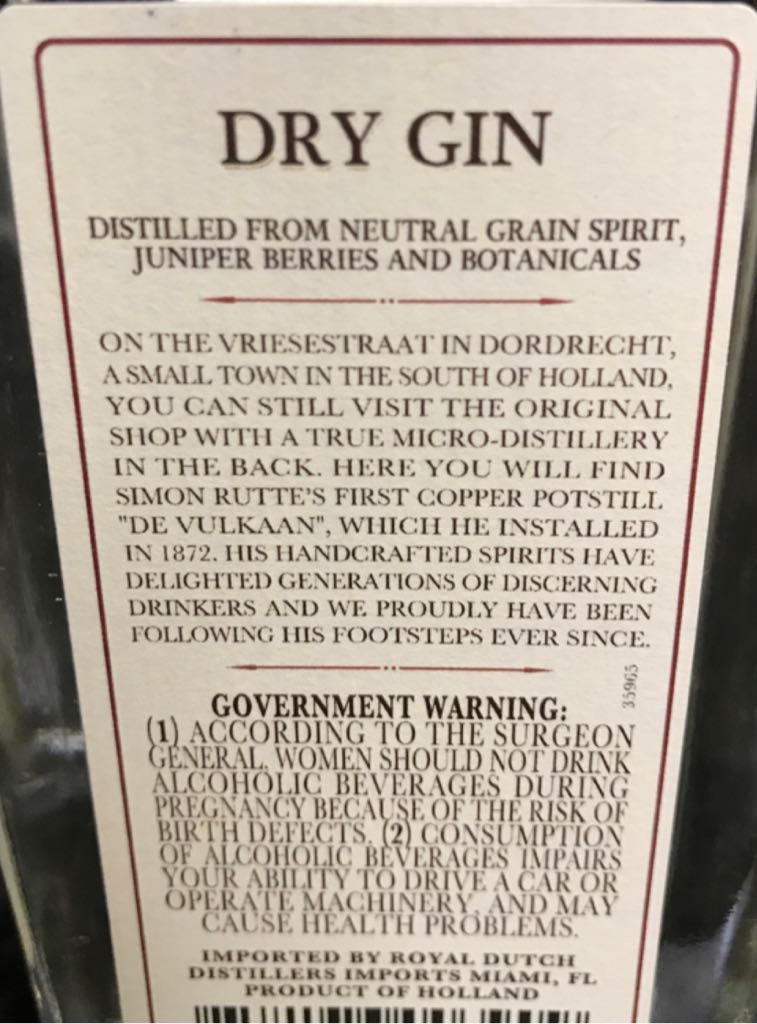 Rutted Dry Gin - Rutte & Zn. (750 mL) alcohol collectible [Barcode 852176003909] - Main Image 2