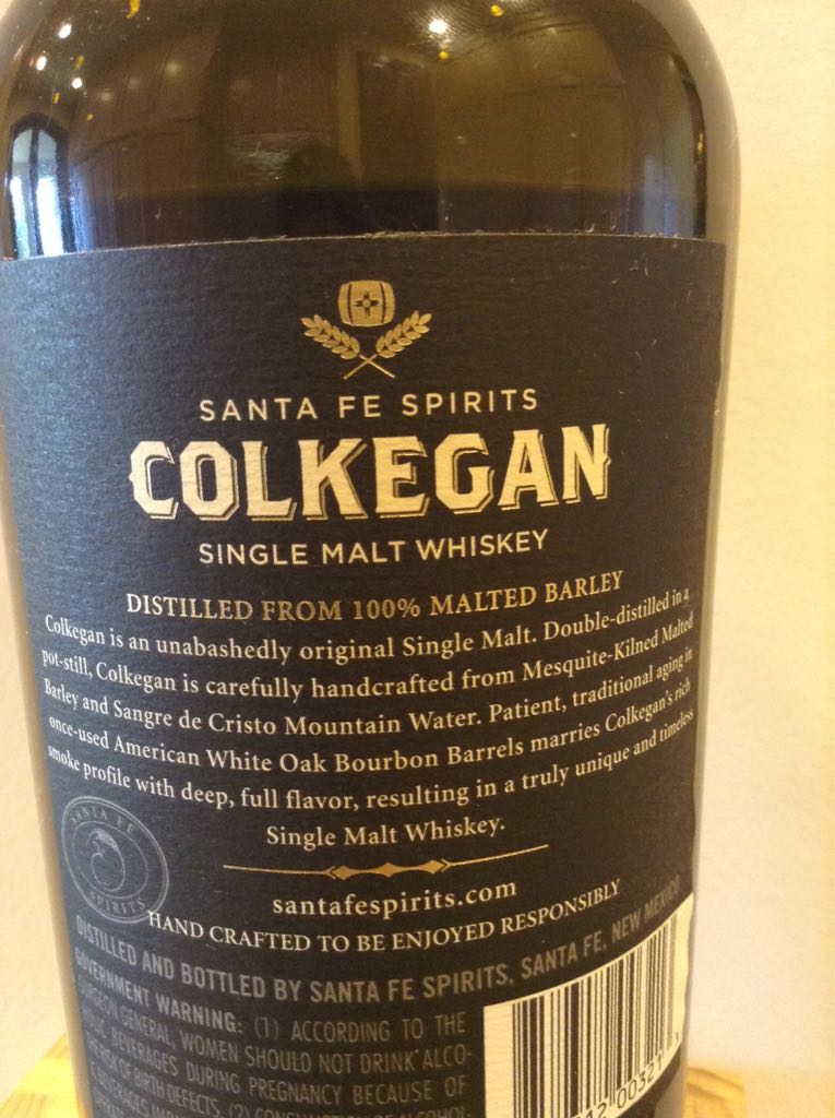 Colkegan - Sante Fe Spirits (750 mL) alcohol collectible [Barcode 852312003213] - Main Image 2