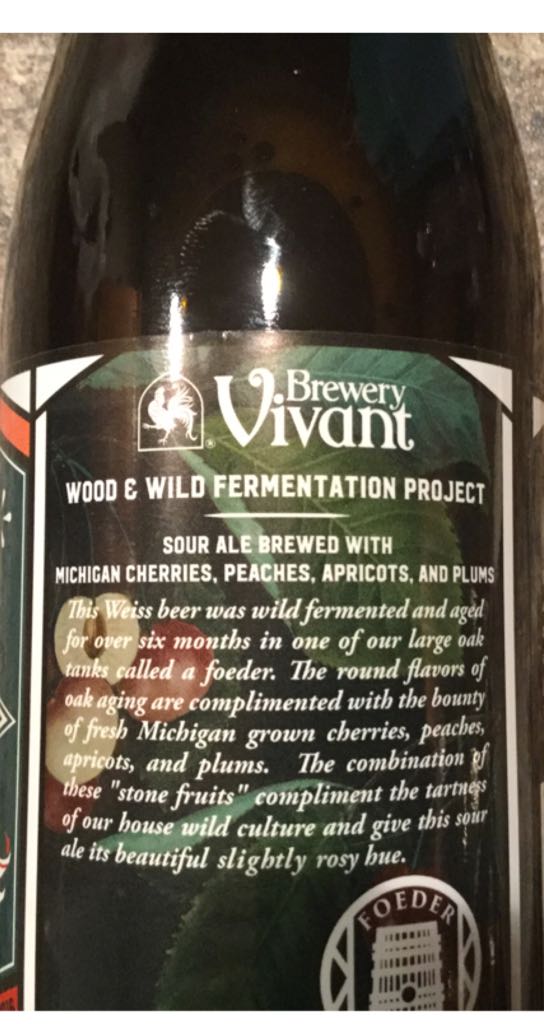 Stone Fruit Sour - Brewery Vivant (500 mL) alcohol collectible [Barcode 852482003501] - Main Image 2