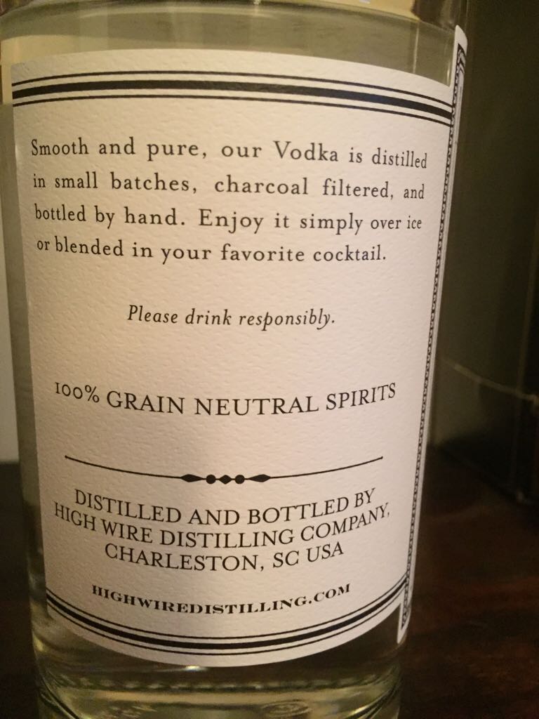Hometown Vodka - High Wire Distilling Co (750 mL) alcohol collectible [Barcode 852522005007] - Main Image 2