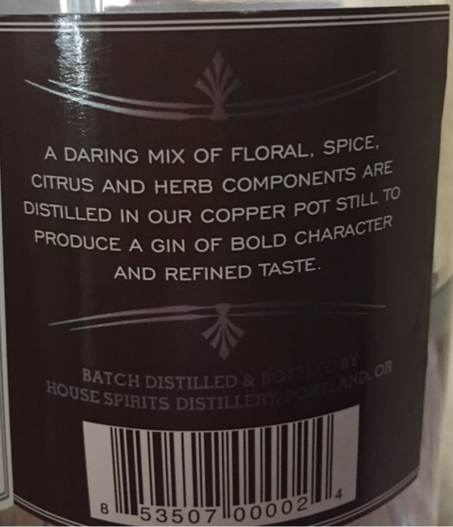 Aviation Gin - House Spirits Distillery (750 mL) alcohol collectible [Barcode 853507000024] - Main Image 2