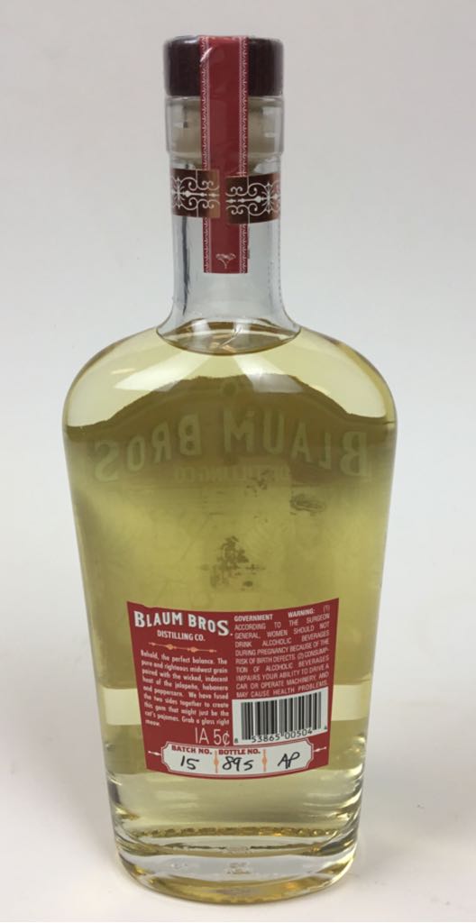 Blaum Bros Hellfyre Vodka - Blaum Bros. Distilling Co.- Galena- IL (750mL) alcohol collectible [Barcode 853865005044] - Main Image 2