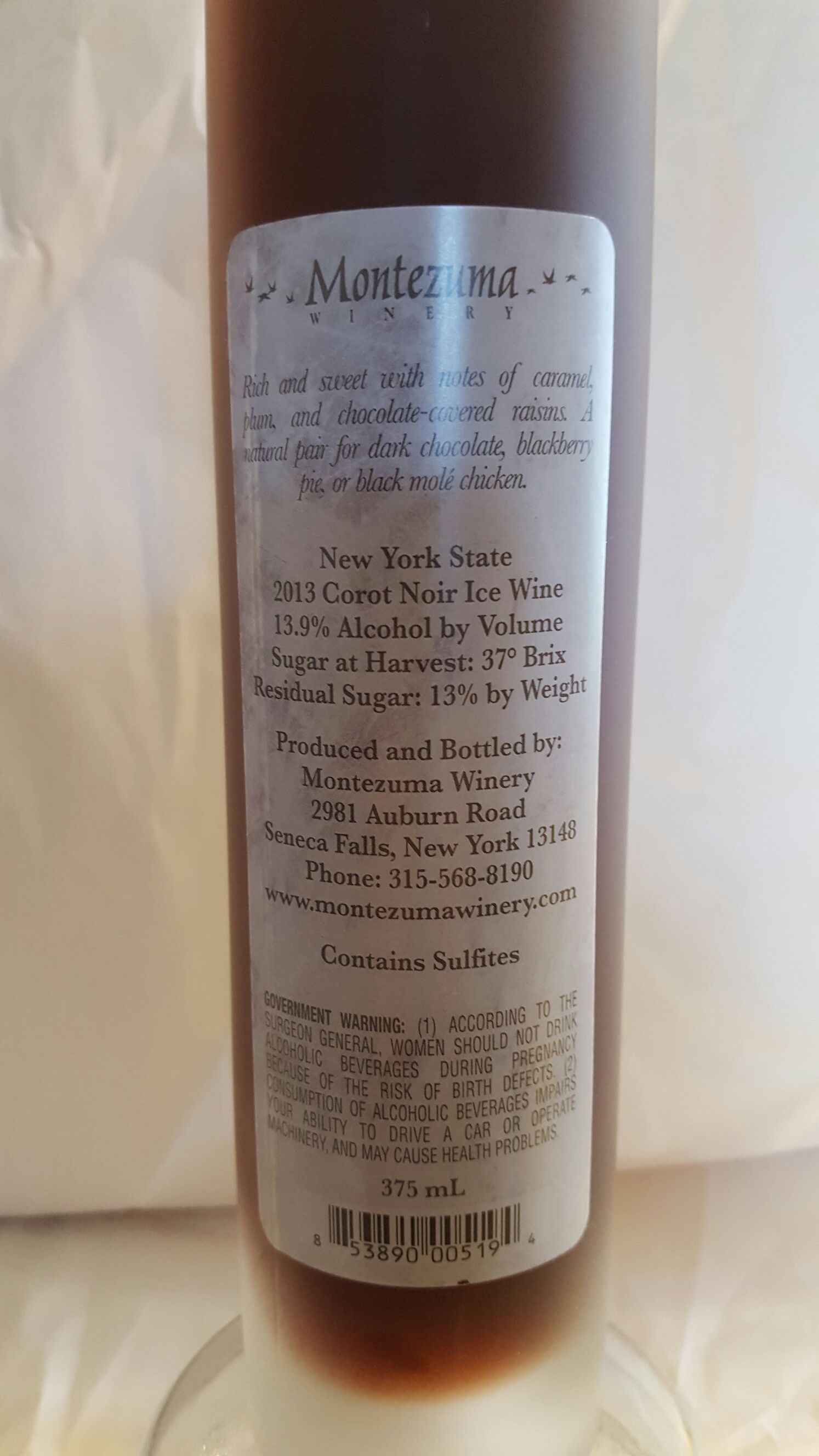 Montezuma Ice Carol Noir - Montezuma Winery alcohol collectible [Barcode 853890005194] - Main Image 2