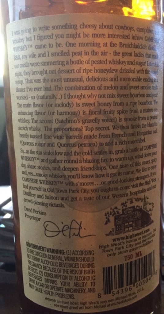 High West Whiskey - Campfire - High West Distillery (750mL) alcohol collectible [Barcode 854396005046] - Main Image 2